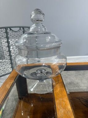 Large 15” Clear Glass Apothecary Jar with Lid: Vintage Display Storage